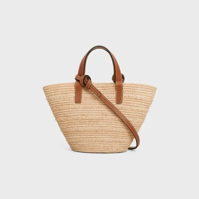 Nano Supple CELINE Classic Panier in rafia e pelle di vitello Nano Supple CELINE Classic Panier in rafia e pelle di vitello