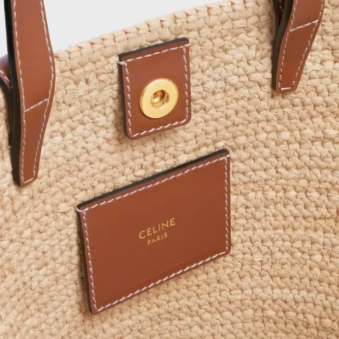 Nano Supple CELINE Classic Panier in rafia e pelle di vitello Nano Supple CELINE Classic Panier in rafia e pelle di vitello