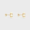 Orecchini a bottone CELINE in strass, perle in resina e ottone con finitura dorata Orecchini a bottone CELINE in strass, perle in resina e ottone con finitura dorata