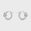 Orecchini a cerchio Knot Sparkle in strass e ottone con finitura in rodio Orecchini a cerchio Knot Sparkle in strass e ottone con finitura in rodio