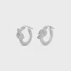 Orecchini a cerchio Knot Sparkle in strass e ottone con finitura in rodio Orecchini a cerchio Knot Sparkle in strass e ottone con finitura in rodio