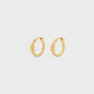 Orecchini a cerchio Triomphe Sparkle in strass e ottone con finitura dorata