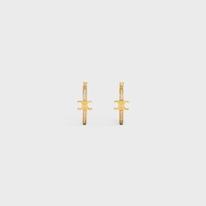 Orecchini a cerchio Triomphe Sparkle in strass e ottone con finitura dorata Orecchini a cerchio Triomphe Sparkle in strass e ottone con finitura dorata