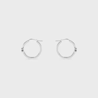 Orecchini a cerchio Triomphe Sparkle in strass e ottone con finitura in rodio