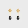 Orecchini Green Thumb Leaf in onice e ottone con finitura dorata