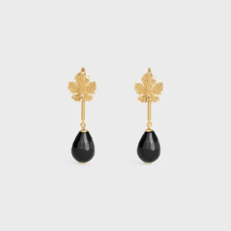 Orecchini Green Thumb Leaf in onice e ottone con finitura dorata