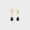 Orecchini Green Thumb Leaf in onice e ottone con finitura dorata