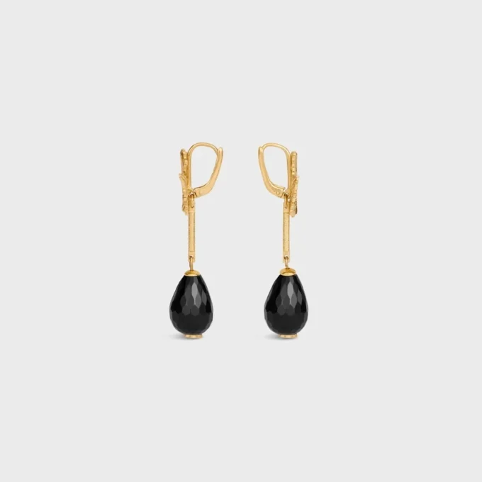Orecchini Green Thumb Leaf in onice e ottone con finitura dorata