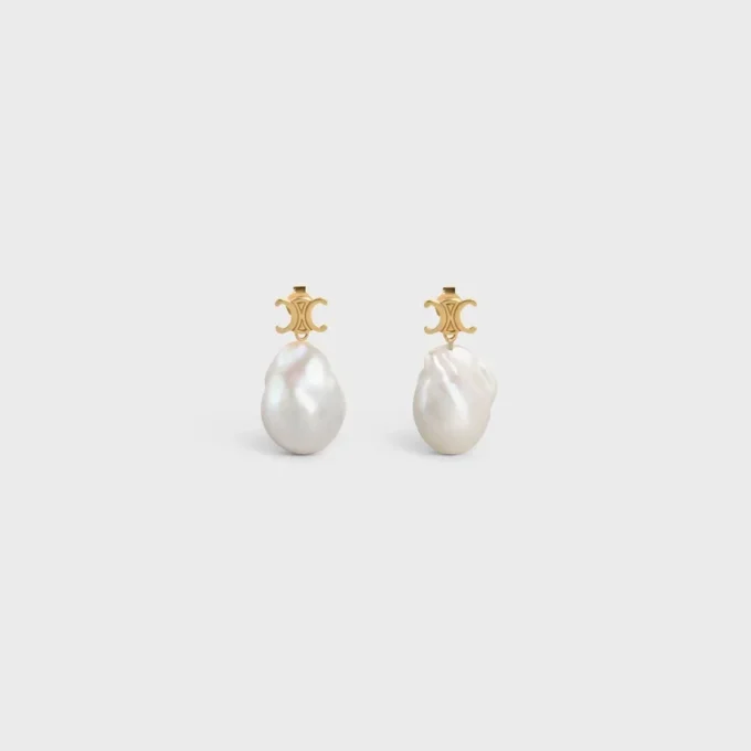 Orecchini Les Perles CELINE Baroque in ottone con finitura dorata e perle coltivate