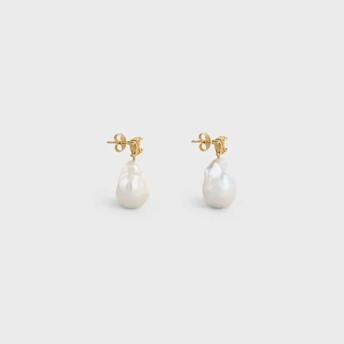 Orecchini Les Perles CELINE Baroque in ottone con finitura dorata e perle coltivate