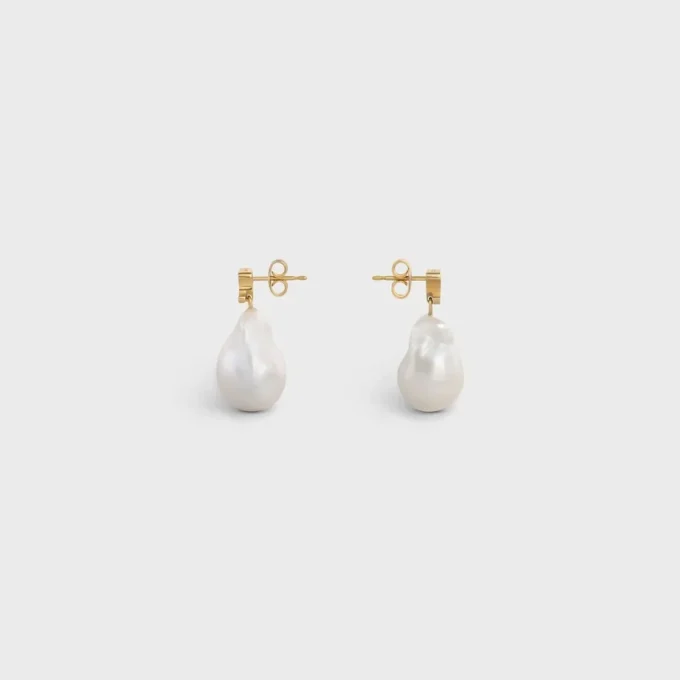 Orecchini Les Perles CELINE Baroque in ottone con finitura dorata e perle coltivate