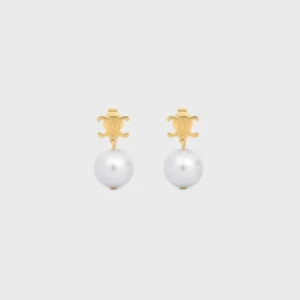 Orecchini Les Perles CELINE in ottone con finitura dorata e perle in resina