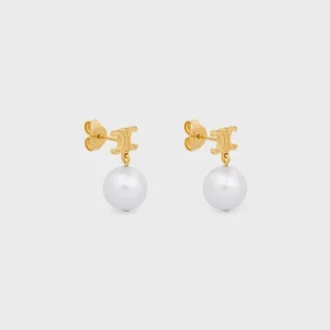Orecchini Les Perles CELINE in ottone con finitura dorata e perle in resina