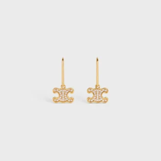Orecchini Triomphe con strass in ottone con finitura dorata e cristalli