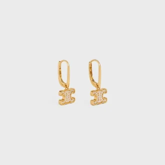 Orecchini Triomphe con strass in ottone con finitura dorata e cristalli