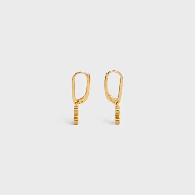 Orecchini Triomphe con strass in ottone con finitura dorata e cristalli Orecchini Triomphe con strass in ottone con finitura dorata e cristalli