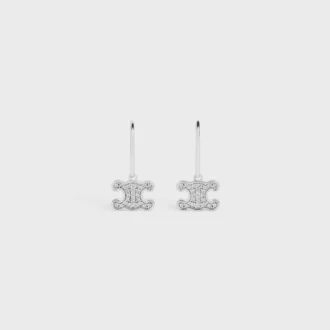 Orecchini Triomphe con strass in ottone con finitura in rodio e cristalli Orecchini Triomphe con strass in ottone con finitura in rodio e cristalli
