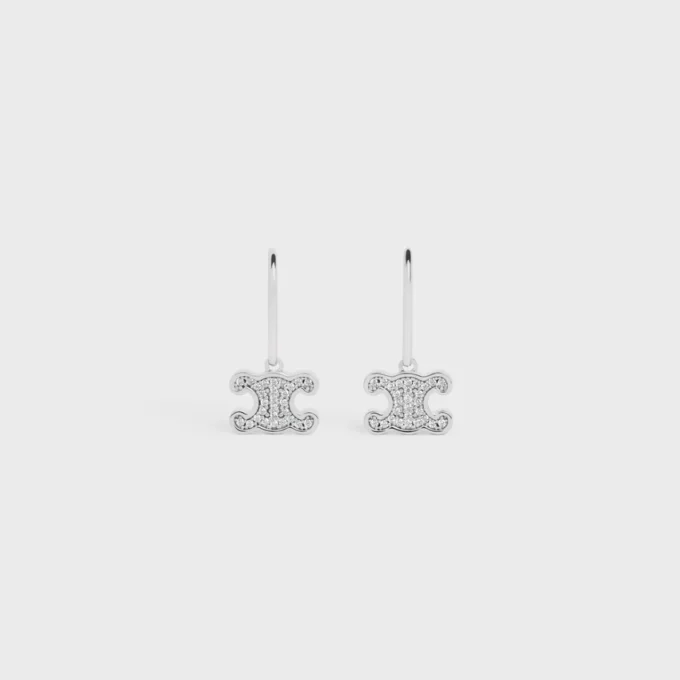 Orecchini Triomphe con strass in ottone con finitura in rodio e cristalli Orecchini Triomphe con strass in ottone con finitura in rodio e cristalli