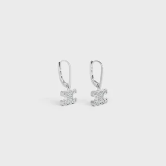 Orecchini Triomphe con strass in ottone con finitura in rodio e cristalli Orecchini Triomphe con strass in ottone con finitura in rodio e cristalli