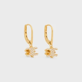 Orecchini Triomphe Solitaire Sparkle in strass e ottone con finitura dorata Orecchini Triomphe Solitaire Sparkle in strass e ottone con finitura dorata
