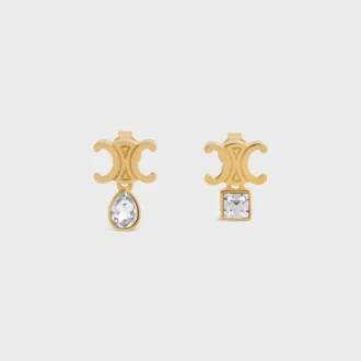 Orecchini Triomphe Twinkle in strass e ottone con finitura dorata Orecchini Triomphe Twinkle in strass e ottone con finitura dorata