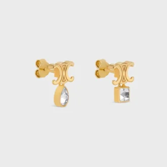 Orecchini Triomphe Twinkle in strass e ottone con finitura dorata Orecchini Triomphe Twinkle in strass e ottone con finitura dorata