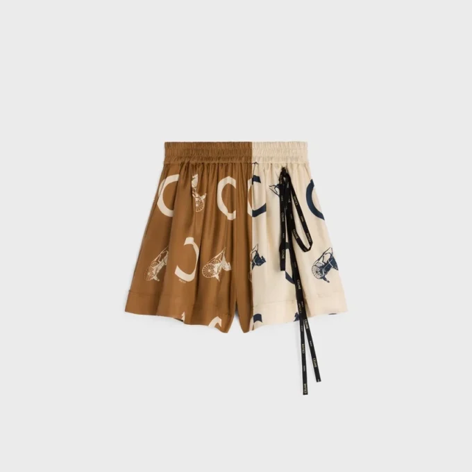 Pantaloncini pigiama in twill di seta