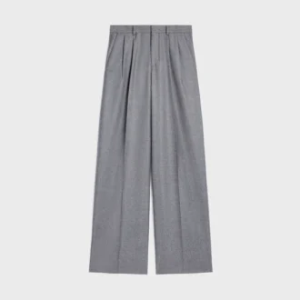 Pantaloni a pieghe in flanella di cashmere