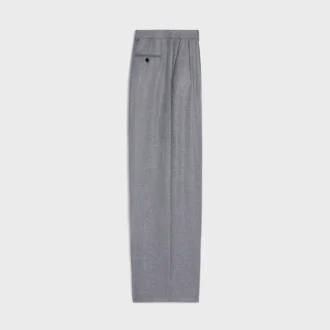 Pantaloni a pieghe in flanella di cashmere