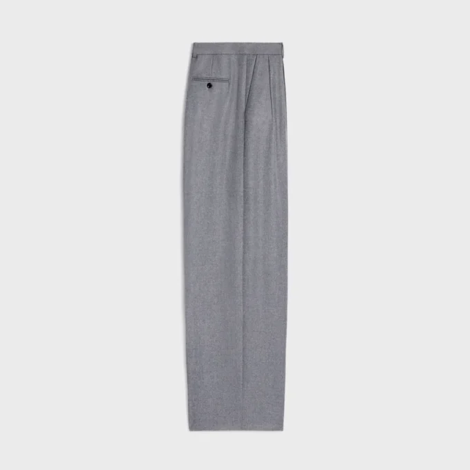 Pantaloni a pieghe in flanella di cashmere