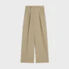 Pantaloni a pieghe in gabardine di cotone e lana