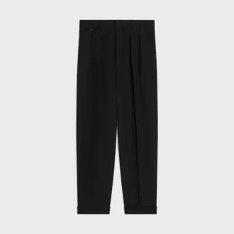 Pantaloni a pieghe in gabardine di lana