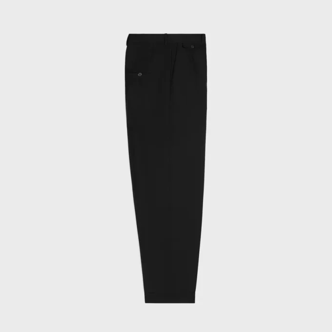 Pantaloni a pieghe in gabardine di lana Pantaloni a pieghe in gabardine di lana