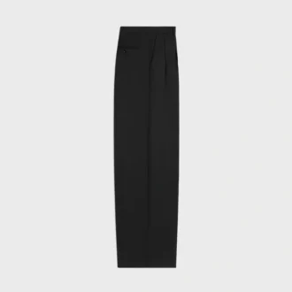 Pantaloni a pieghe in gabardine di lana leggera