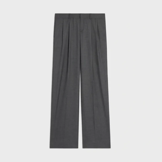 Pantaloni a pieghe in tela di cashmere Pantaloni a pieghe in tela di cashmere