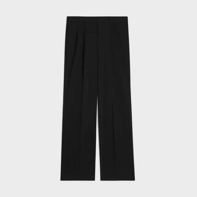 Pantaloni a pieghe in tela di cotone Pantaloni a pieghe in tela di cotone