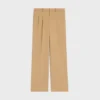 Pantaloni a pieghe in tela di cotone Pantaloni a pieghe in tela di cotone