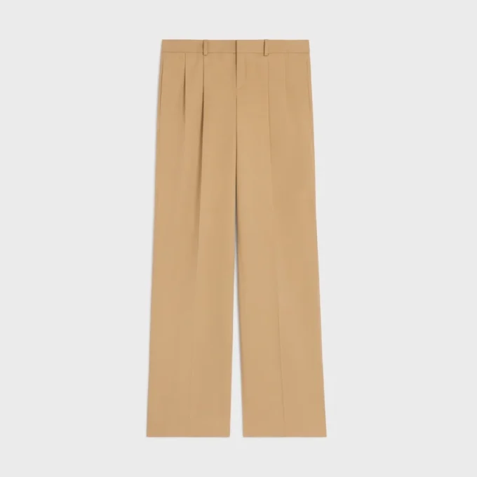 Pantaloni a pieghe in tela di cotone Pantaloni a pieghe in tela di cotone