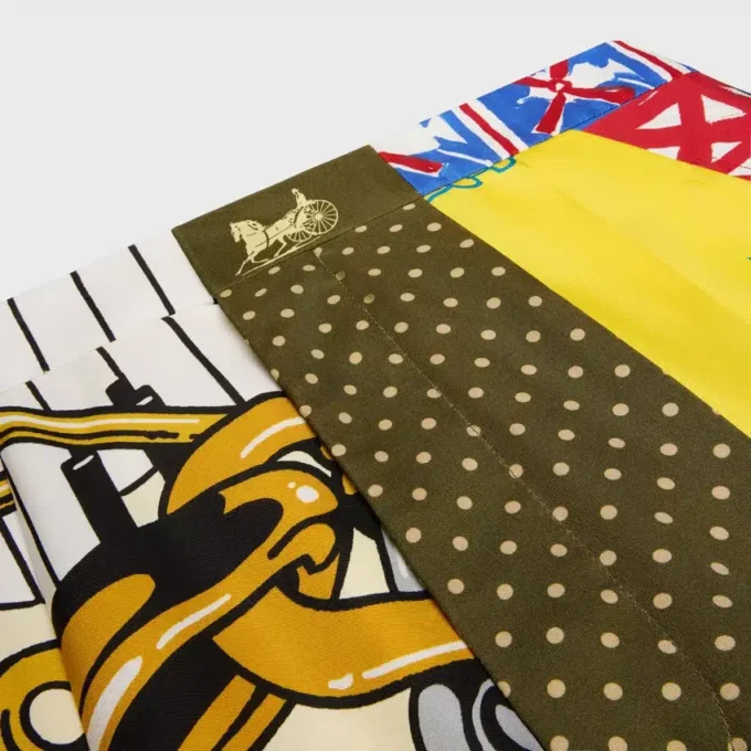 Pantaloni cropped in twill di seta