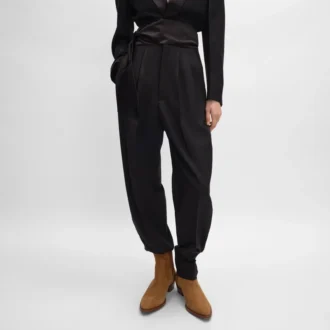 Pantaloni da smoking in gabardine di lana