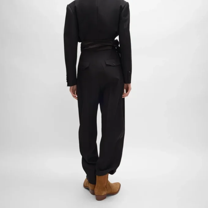 Pantaloni da smoking in gabardine di lana