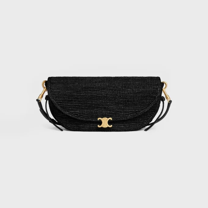 Piccola borsa Soft Triomphe a mezzaluna in rafia e pelle di agnello Piccola borsa Soft Triomphe a mezzaluna in rafia e pelle di agnello