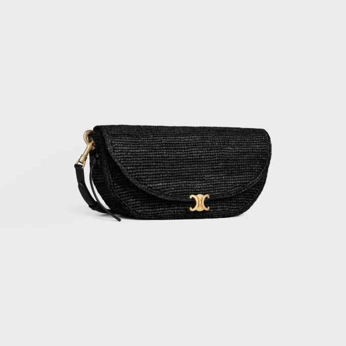 Piccola borsa Soft Triomphe a mezzaluna in rafia e pelle di agnello Piccola borsa Soft Triomphe a mezzaluna in rafia e pelle di agnello