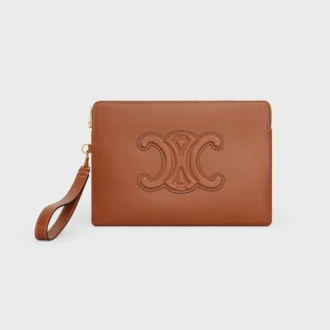 Piccola pochette con tracolla Cuir Triomphe in pelle di vitello liscia