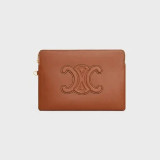 Piccola pochette con tracolla Cuir Triomphe in pelle di vitello liscia