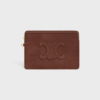 Piccola pochette con tracolla Cuir Triomphe in pelle di vitello martellata