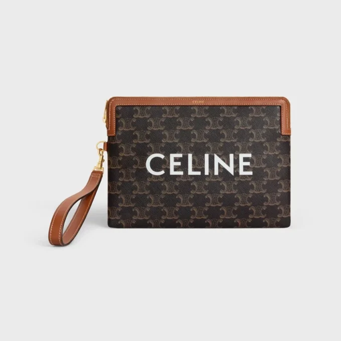 Piccola pochette con tracolla Cuir Triomphe in Triomphe Canvas con stampa CELINE Piccola pochette con tracolla Cuir Triomphe in Triomphe Canvas con stampa CELINE