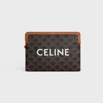 Piccola pochette con tracolla Cuir Triomphe in Triomphe Canvas con stampa CELINE