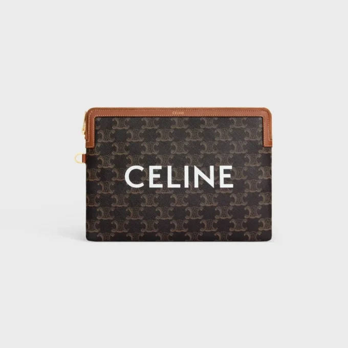 Piccola pochette con tracolla Cuir Triomphe in Triomphe Canvas con stampa CELINE Piccola pochette con tracolla Cuir Triomphe in Triomphe Canvas con stampa CELINE