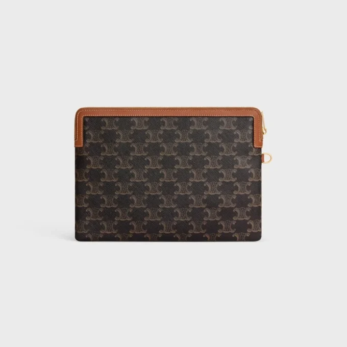 Piccola pochette con tracolla Cuir Triomphe in Triomphe Canvas con stampa CELINE Piccola pochette con tracolla Cuir Triomphe in Triomphe Canvas con stampa CELINE